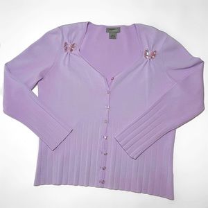 Pastel Purple Beaded Sequins Butterfly Cardigan